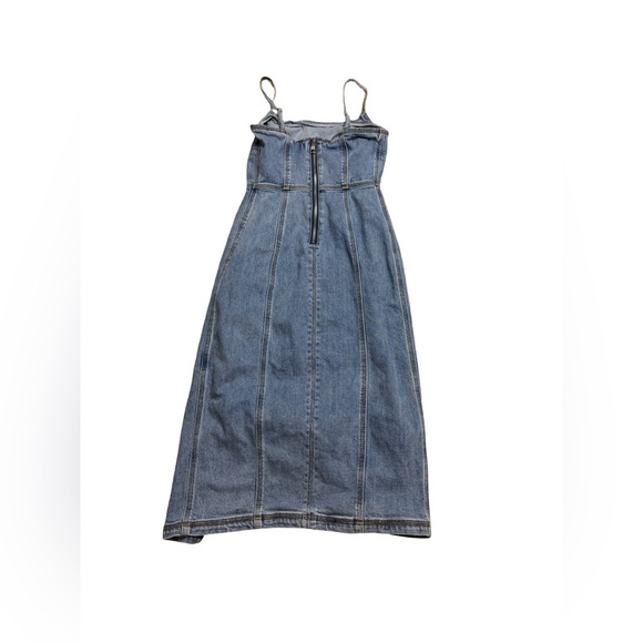 ✨👗 Steve Madden Giselle Denim Midi Dress Sz 2 Y2K Slit Spaghetti Strap 👗✨ - Picture 3 of 5